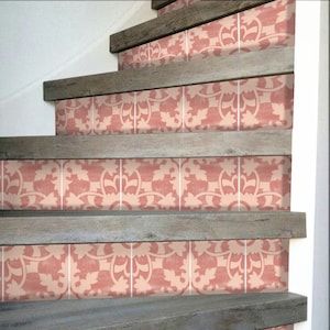 Stair Riser Stickers - Removable Stair Riser Tile Decals - Willow Brick Pack of 6 - Peel & Stick Stair Riser Deco Strips - 48&quot; long