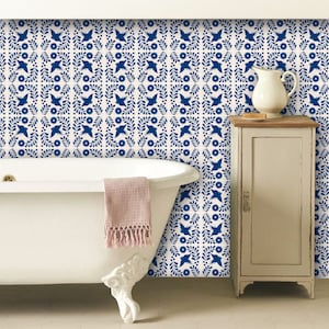 Quadrostyle Indigo Blue Mexican Talavera Tile stickers - Pretty Peel & Stick Blue Bird Tile Decals for Kitchen/Bathroom Walls and Floors