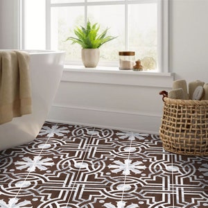 Quadrostyle Wood Grain Floor Tile Sticker Teak Wood Pattern in Agrigento Vinyl Tile Sticker Pack - Tile Decals