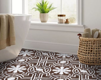 Quadrostyle Wood Grain Floor Tile Sticker Teak Wood Pattern in Agrigento Vinyl Tile Sticker Pack - Tile Decals