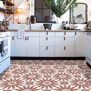 Quadrostyle Terracotta Tile stickers - Tiles for Kitchen/Bathroom Back splash - Anti-Skid Laminate Floor Decal - Stellino in Terracotta