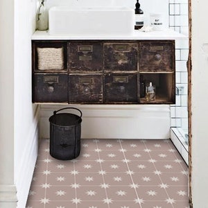 Quadrostyle Tile Decals - Tiles for Kitchen/Bathroom Back splash - Floor decals - Moroccan Starry Night Vinyl Tile Sticker Pack color Putty
