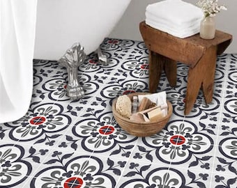 Quadrostyle Tile stickers - Tiles for Kitchen/Bathroom Back splash - Anti-Skid Laminate Floor Decal - Corona Tile Sticker Pack color Ink
