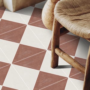 Terracotta Beige Checkerboard Tile Stickers – Retro Diagonal Diamond Peel & Stick Cottage Farmhouse Tiles | Norway