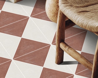 Terracotta Beige Checkerboard Tile Stickers – Retro Diagonal Diamond Peel & Stick Cottage Farmhouse Tiles | Norway