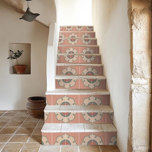 Quadrostyle Stair Riser Stickers - Removable Stair Riser Tile Decals - Como Pack of 6 - Peel & Stick Stair Riser Deco Strips - 48&quot; long