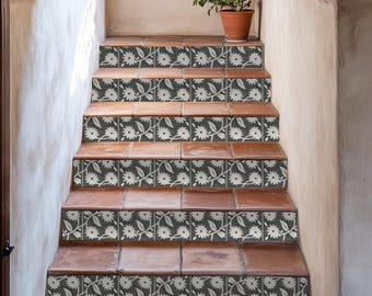 Quadrostyle Stair Riser Stickers - Removable Stair Riser Tile Decals - Pienza Pack of 6 - Peel & Stick Stair Riser Deco Strips - 48" long