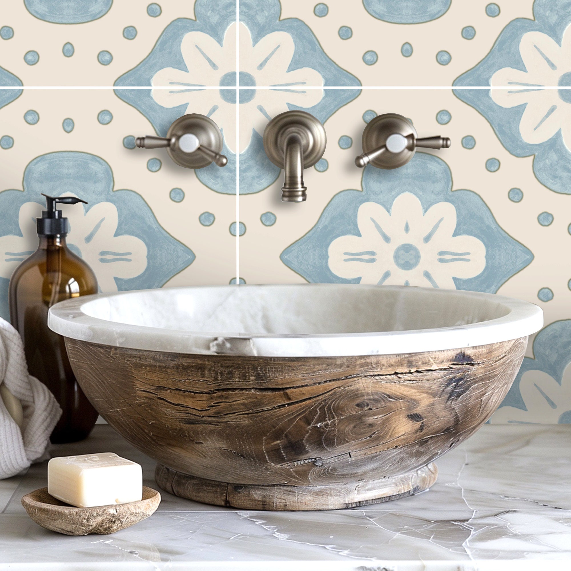 Vintage blue tile - Etsy 日本