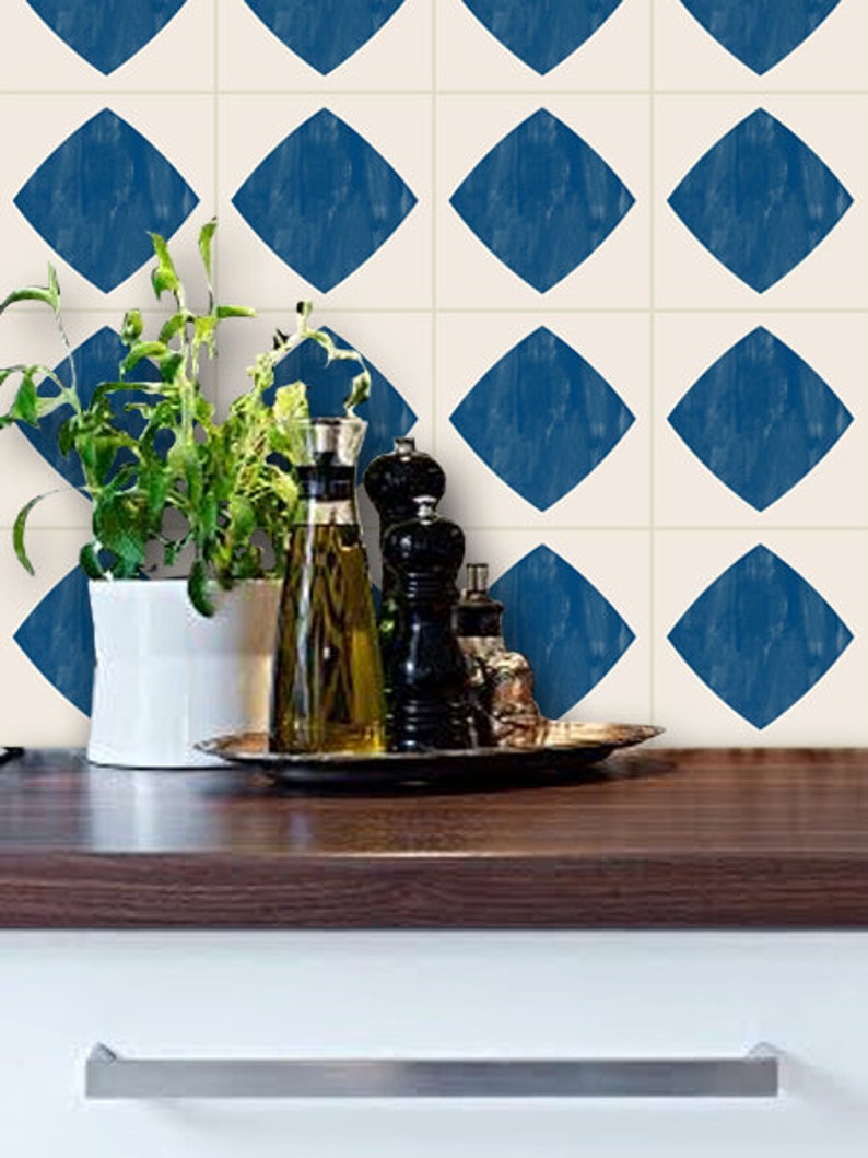 Mexican Diamond Wallpaper in Indigo Blue Removable Vinyl Etsy