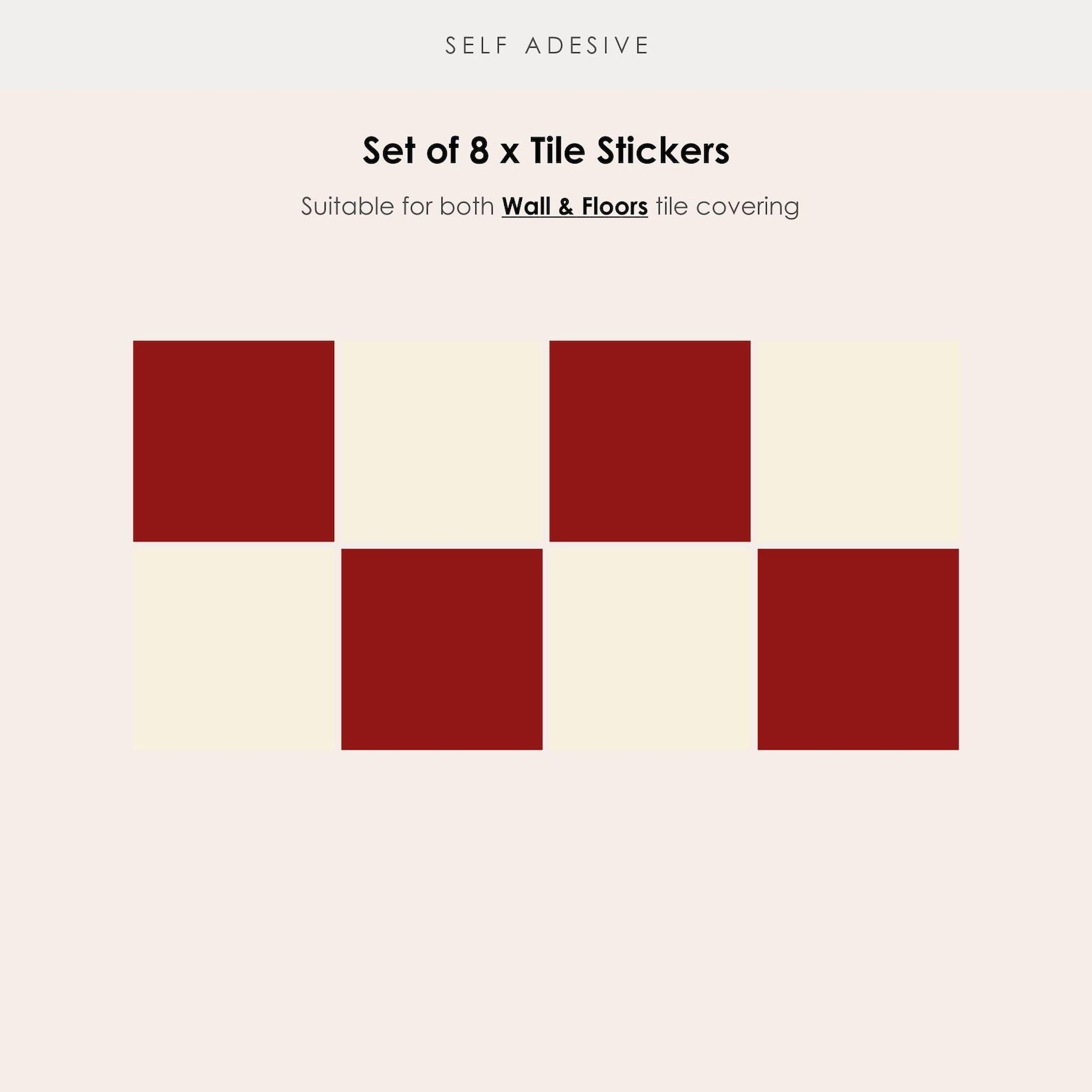 Quadrostyle Checkerboard in Red and off White Vinyl Floor Stickers ...