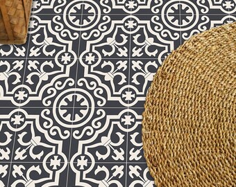 SALE! Tile Decals - Tiles for Kitchen/Bathroom Back splash - Floor decals -  Encaustic Tile Lys Black | 29.2 cm (11.5") | 16 pcs | A