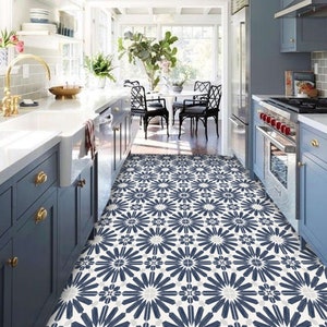 Quadrostyle Tile stickers - Tiles for Kitchen/Bathroom Back splash - Anti-Skid Laminate Floor Decal - Stellino Tile Sticker Pack in Ink Blue