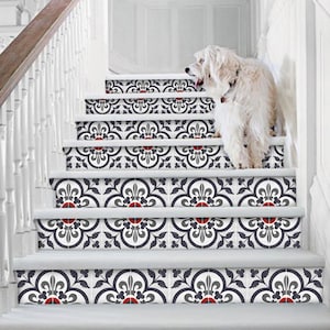 Stair Riser Stickers Removable Stair Riser Vinyl Decals Corona Pack of 6 in Ink Peel & Stick Stair Riser Deco Strips 48 long image 1