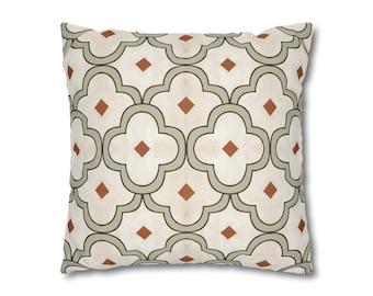 Geometric Pillow Cover Microsuede Double Sided Decorative Cushion Cover Granada Tile Pattern Throw Cushion Modern Sofa Decor