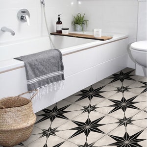 Quadrostyle Tile Decals - Tiles for Kitchen/Bathroom Back splash - Anti-Skid Laminate Floor Decal - Astra in Black