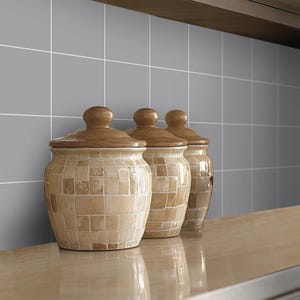 Quadrostyle Grey Collection Solid Color Vinyl Tile Stickers – Water-Resistant, DIY-Friendly for Backsplashes  Vinyl Tile Stickers