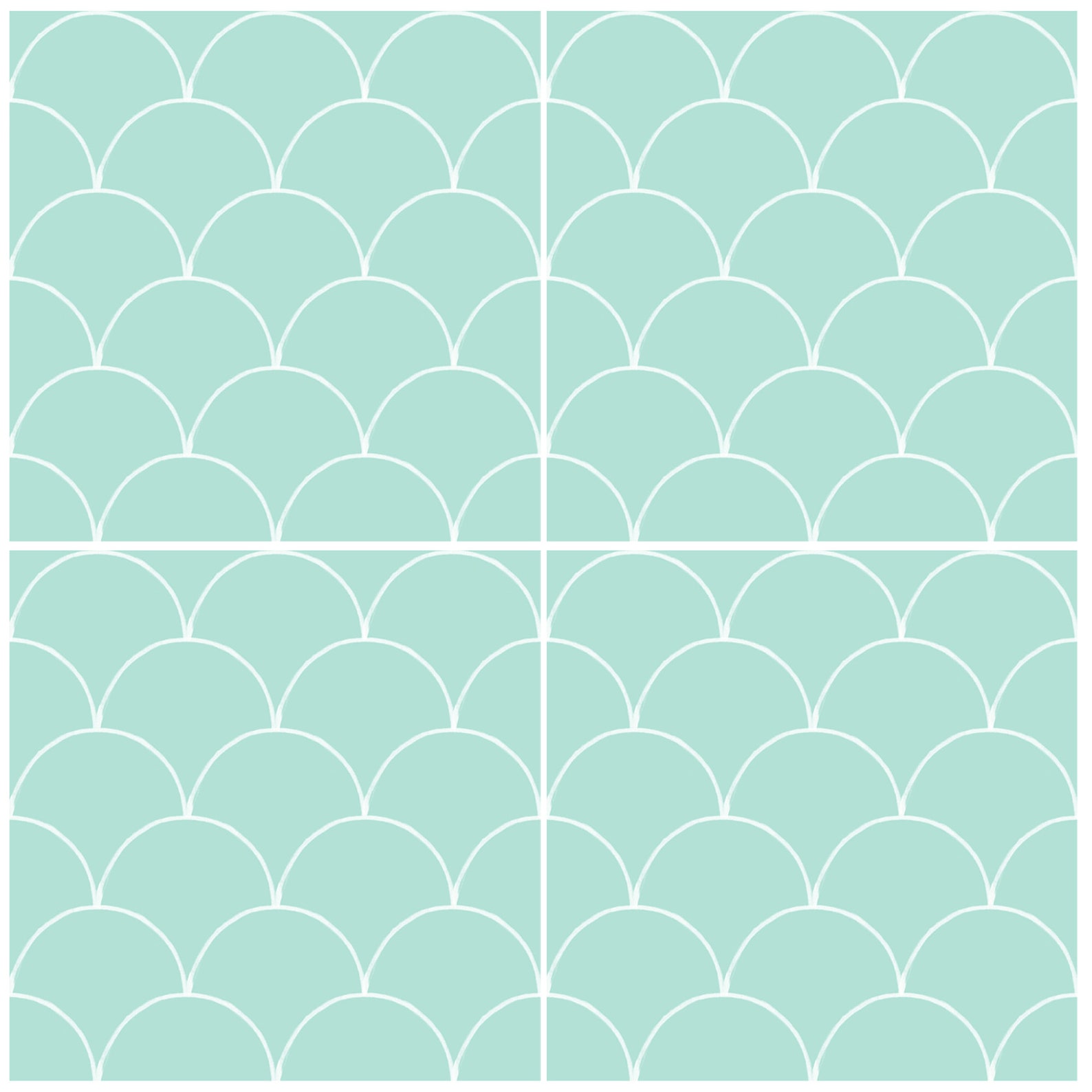 Scallop Pattern Wallpaper in Mint Removable Vinyl Wallpaper | Etsy
