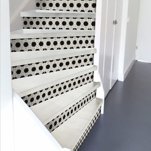 Quadrostyle Stair Riser Stickers - Removable Stair Riser Tile Decals - Centaur Pack of 6 - Peel & Stick Stair Riser Deco Strips - 48&quot; long
