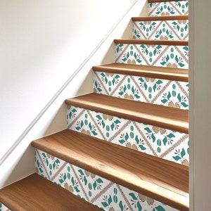 Stair Riser Stickers - Removable Stair Riser Tile Decals - Nookwood Pack of 6 - Peel & Stick Stair Riser Deco Strips - 48&quot; long