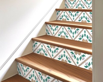 Stair Riser Stickers - Removable Stair Riser Tile Decals - Nookwood Pack of 6 - Peel & Stick Stair Riser Deco Strips - 48" long