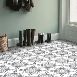 Tile Sticker - Tiles for Kitchen/Bathroom Back splash - Floor decals - Mexican Hand Painted Tile Sticker Pack Flora Charcoal Grey