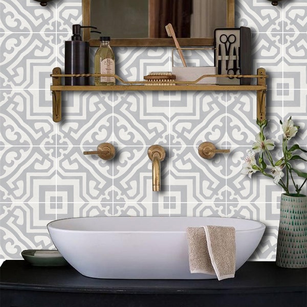 Quadrostyle Kitchen and Bathroom Splashback - Removable Vinyl Wallpaper - Alba Chalk Grey - Peel & Stick