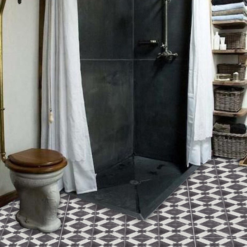 Tile Decals Tiles For Kitchen Bathroom Back Splash Floor Moroccan Encaustic Ciment Carreaux Riad Sticker Pack Charcoal