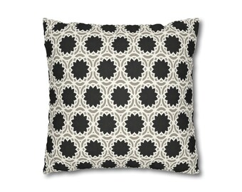 Black Floral Pillow Cover Faux Suede Double Sided Decorative Cushion Cover Centaur Moroccan Inspired Throw Cushion Traditional Ethnic Decor