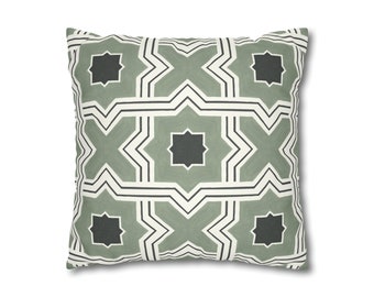 Moroccan Inspired Designer Pillow Cover Sage Green Faux Suede Double Sided Decorative Cushion Cover Lattice Designer Throw Cushion