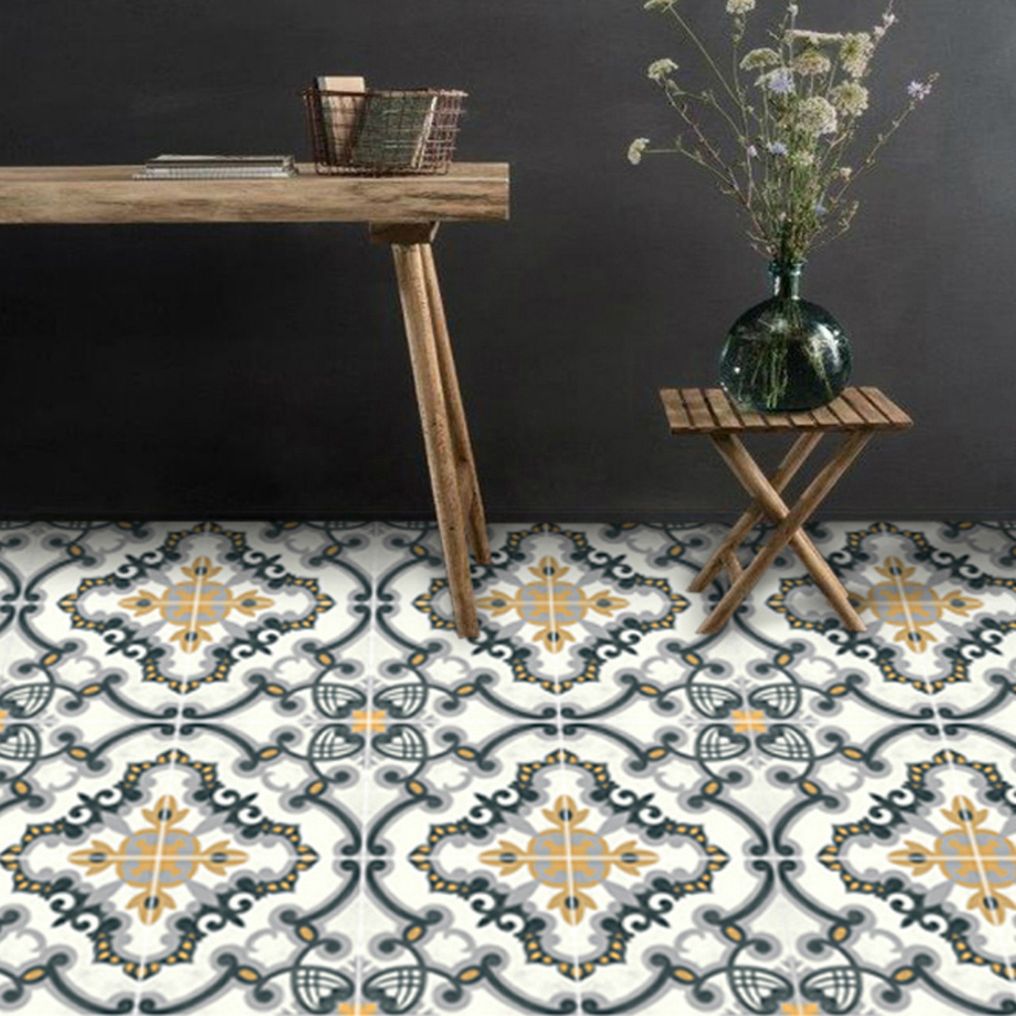 Vinyl Floor Tile Sticker Floor Decals Medici Hand Painted | Etsy