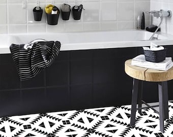 Quadrostyle Tile Decals - Tiles for Kitchen/Bathroom Back splash - Anti-Skid Laminate Floor Decal - Zig Zag Geometric Black & White Pattern