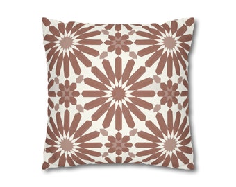 Geometric Pillow Cover Terracotta Microsuede  Double Sided Decorative Cushion Cover Stellino Tile Pattern Throw Cushion Modern Sofa Decor