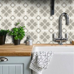 Quadrostyle Kitchen and Bathroom Splashback - Removable Vinyl Wallpaper - Margot Taupe - Peel & Stick