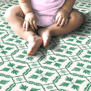 Quadrostyle Green Peel & Stick Floor Tile stickers - Tiles for Kitchen/Bathroom Back splash - Anti-Skid Laminate Floor Decal - Vallarta