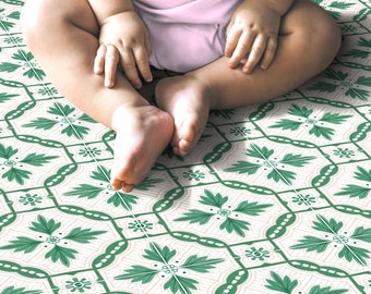 Quadrostyle Green Peel & Stick Floor Tile stickers - Tiles for Kitchen/Bathroom Back splash - Anti-Skid Laminate Floor Decal - Vallarta