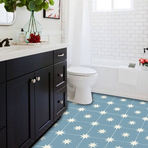 Tile Decals - Tiles for Kitchen/Bathroom Back splash - Floor decals - Moroccan Starry Night Vinyl Tile Sticker Pack color Powder Blue
