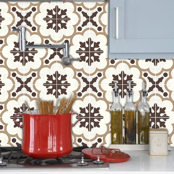 Quadrostyle Kitchen and Bathroom Vinyl Tile Sticker Splash back - Removable Vinyl Wall Decal - Genova Greige - Peel & Stick Wallpaper