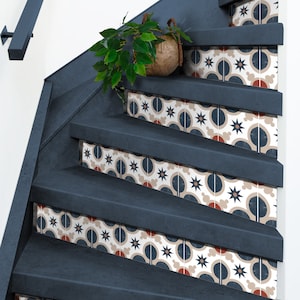 Quadrostyle Stair Riser Stickers - Removable Stair Riser Tile Decals - Scorpio Pack of 6 - Peel & Stick Stair Riser Deco Strips - 48&quot; long
