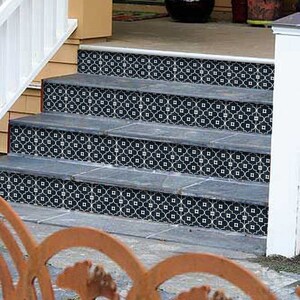 Contremarches Autocollants  Décor Carreau Arabelle Noir 6 pièces