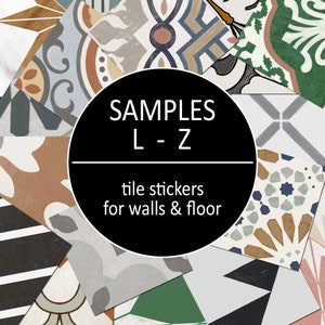 Quadrostyle 3 Tile Sticker Samples (L-Z) Free Shiping | Kitchen Backsplash Tile Wall Decal | Bathroom Floor Sticker | Renter Friendly