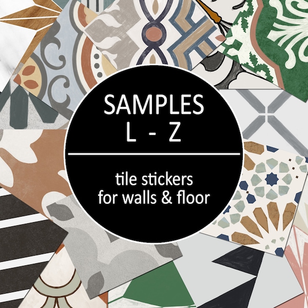 Quadrostyle 3 Tile Sticker Samples (L-Z) Free Shiping | Kitchen Backsplash Tile Wall Decal | Bathroom Floor Sticker | Renter Friendly