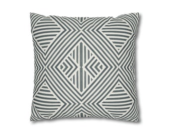 Striped Throw Pillow Cover Navy & Beige Faux Suede Double Sided Modern Graphic Cushion Cover Linus Line Design Throw Cushion
