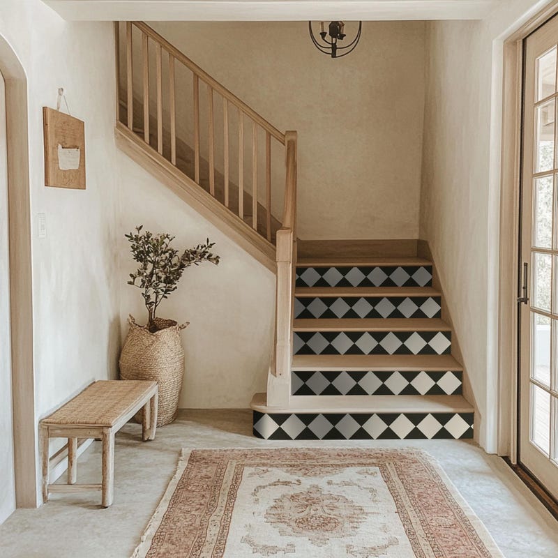 Mesh Stair Riser Stair Decal Sticker Boho - Etsy
