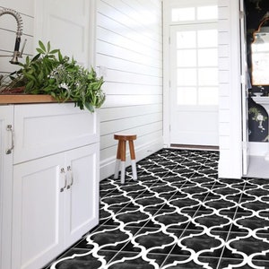 Quadrostyle Tile Decals Tiles for Kitchen/Bathroom Back splash Anti-Skid Laminate Floor Decal Zahara Tile Sticker Pack in Black image 1