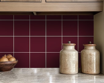 Quadrostyle Burgundy Wine Tile Stickers for Kitchen or Bathroom – Waterproof, Easy-to-Clean, Renters&#39; DIY Backsplash Solution