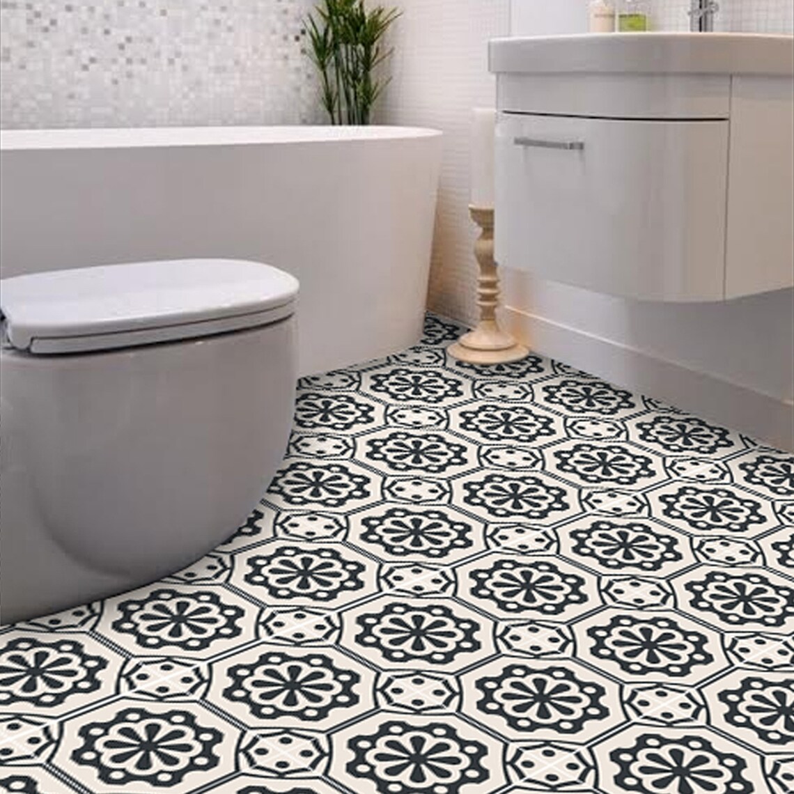 Vinyl Floor Tile Sticker Floor decals Carreaux Ciment Etsy