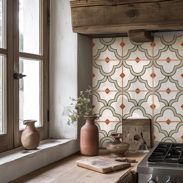 Quadrostyle Tile stickers - Tiles for Kitchen/Bathroom Back splash - Anti-Skid Laminate Floor Decal - Granada
