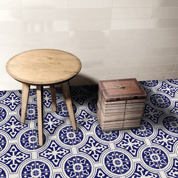 Quadrostyle Talavera Tile Decals - Tiles for Kitchen/Bathroom Back splash - Floor decals - Mexican Indigo Blue Cleft Vinyl Tile Sticker Pack