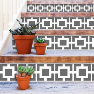 Quadrostyle Stair Riser Stickers - Removable Stair Riser Vinyl Decals - Omega Pack of 6 - Peel & Stick Stair Riser Deco Strips - 48&quot; long