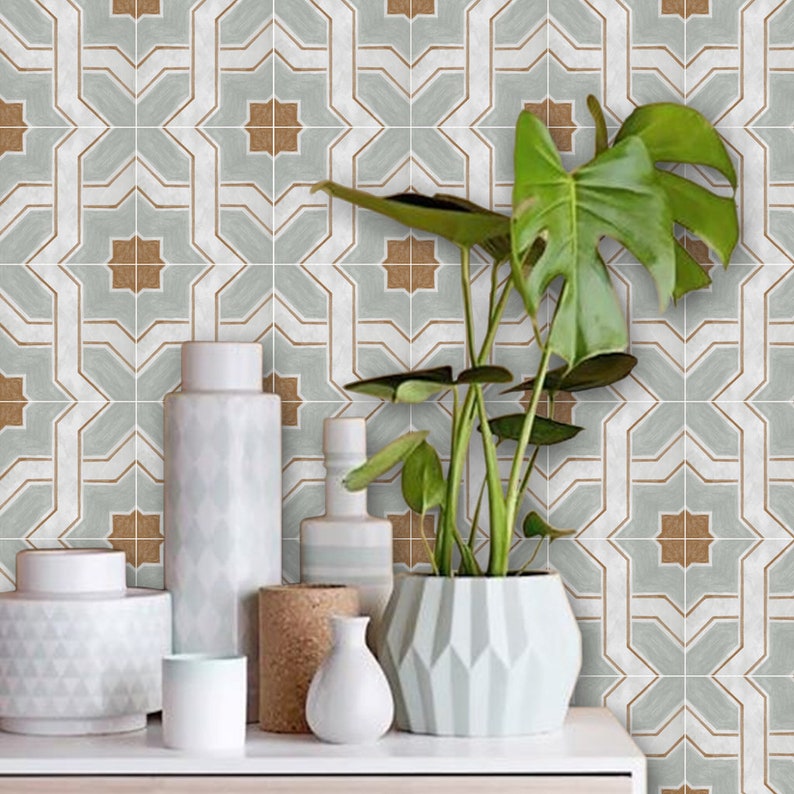 Quadrostyle Lattice Wallpaper in Mint Removable Vinyl Wallpaper Peel & Stick No Glue, No Mess image 1